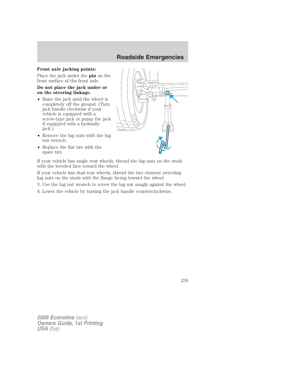 Roadside emergencies | FORD 2009 E-450 v.1 User Manual | Page 239 / 321