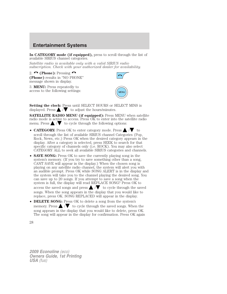 Entertainment systems | FORD 2009 E-450 v.1 User Manual | Page 28 / 321