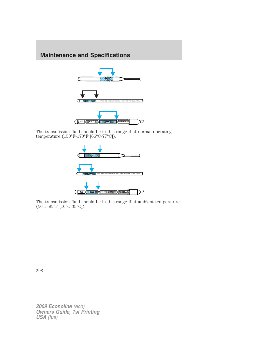 Maintenance and specifications | FORD 2009 E-450 v.1 User Manual | Page 298 / 321