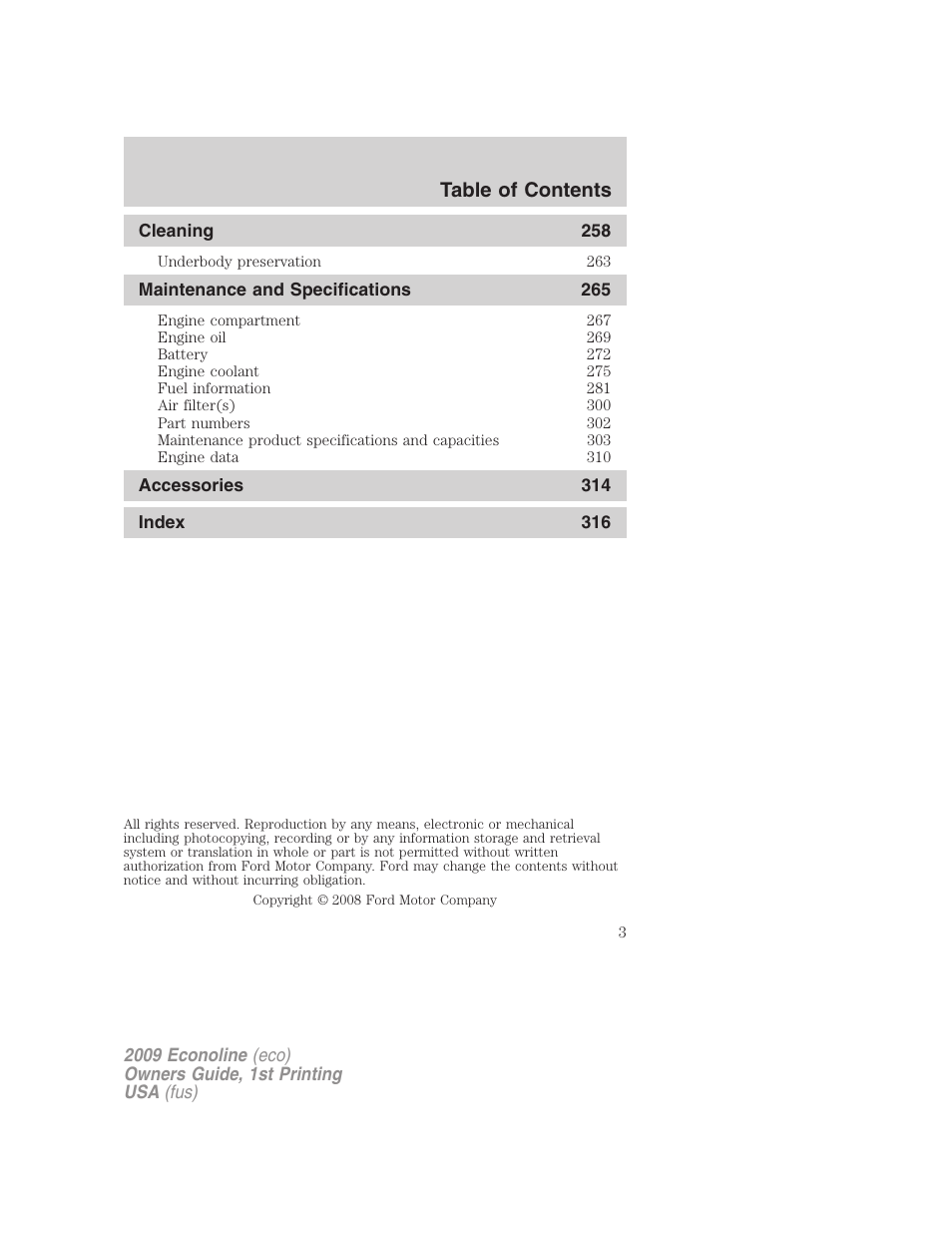 FORD 2009 E-450 v.1 User Manual | Page 3 / 321