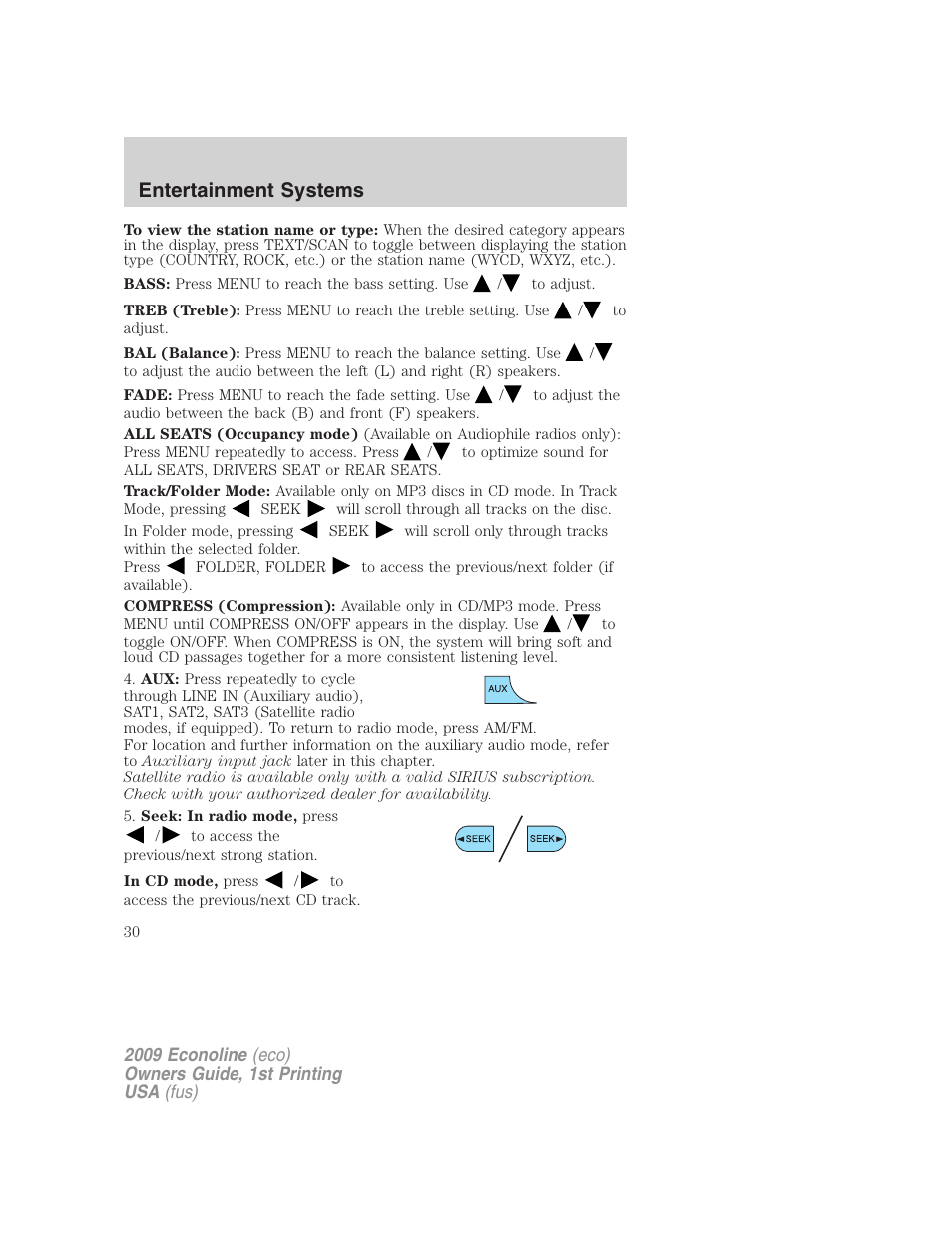 Entertainment systems | FORD 2009 E-450 v.1 User Manual | Page 30 / 321