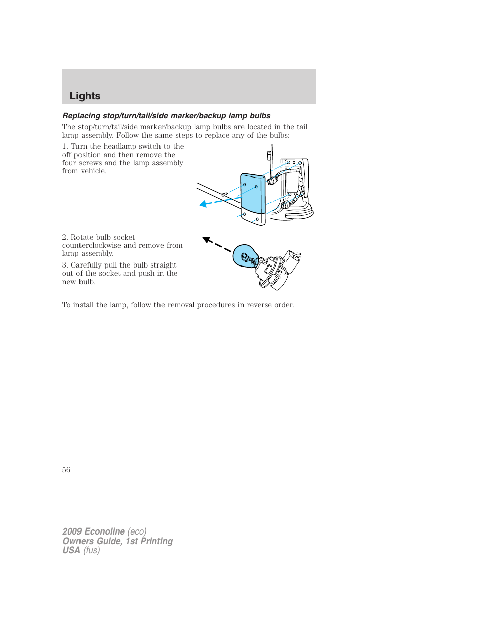 Lights | FORD 2009 E-450 v.1 User Manual | Page 56 / 321