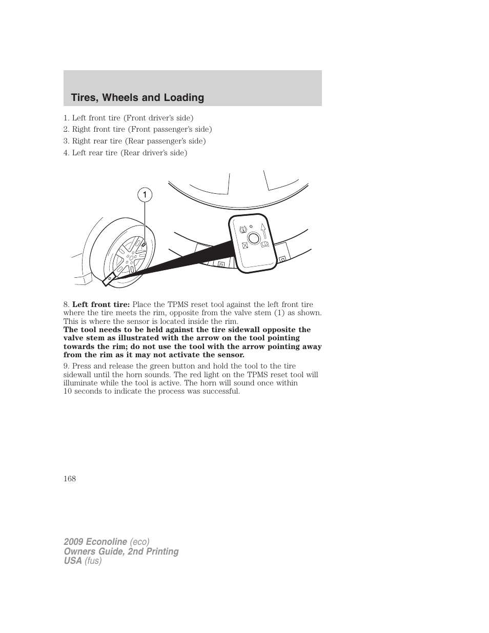 Tires, wheels and loading | FORD 2009 E-450 v.2 User Manual | Page 168 / 320