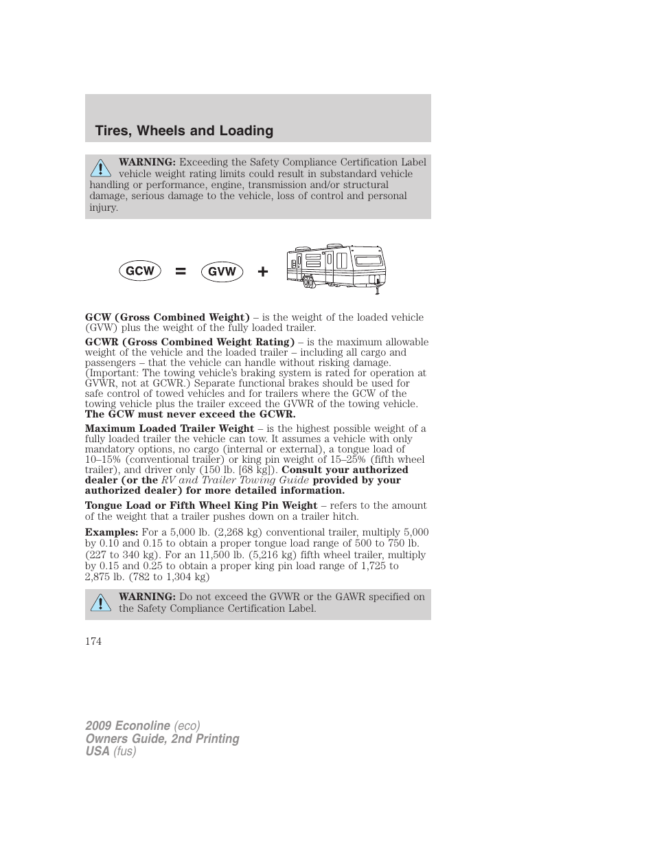 Tires, wheels and loading | FORD 2009 E-450 v.2 User Manual | Page 174 / 320