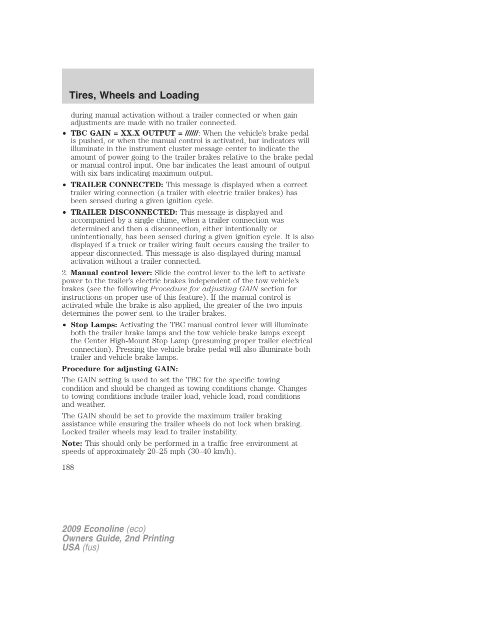 Tires, wheels and loading | FORD 2009 E-450 v.2 User Manual | Page 188 / 320