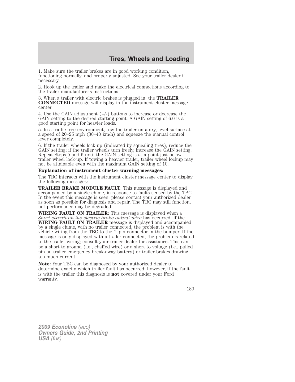Tires, wheels and loading | FORD 2009 E-450 v.2 User Manual | Page 189 / 320