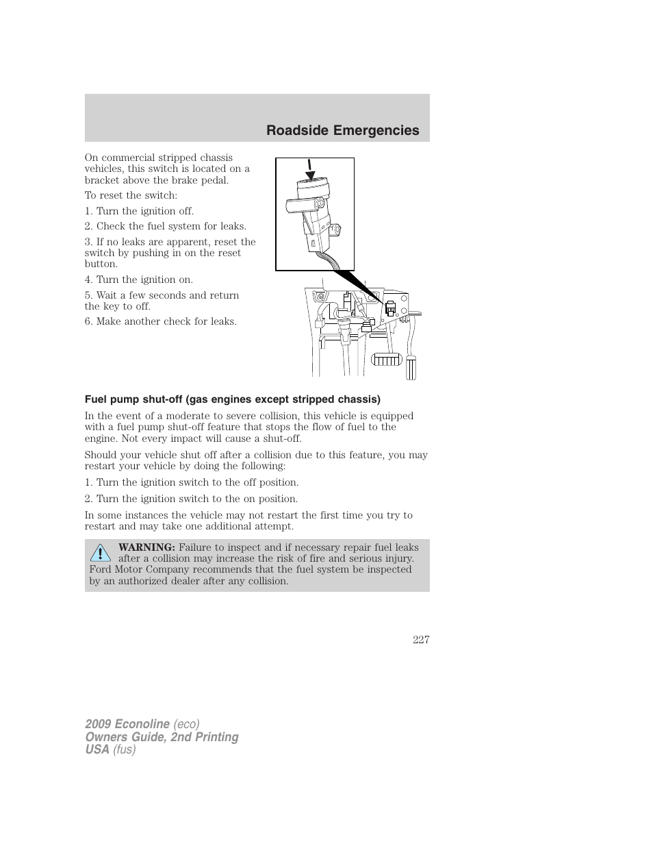 Roadside emergencies | FORD 2009 E-450 v.2 User Manual | Page 227 / 320