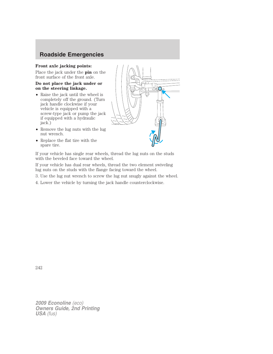 Roadside emergencies | FORD 2009 E-450 v.2 User Manual | Page 242 / 320