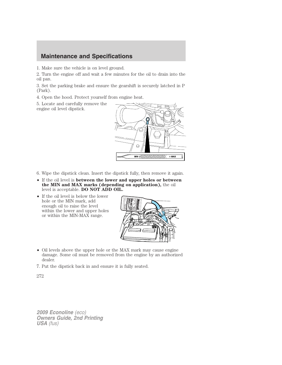 Maintenance and specifications | FORD 2009 E-450 v.2 User Manual | Page 272 / 320