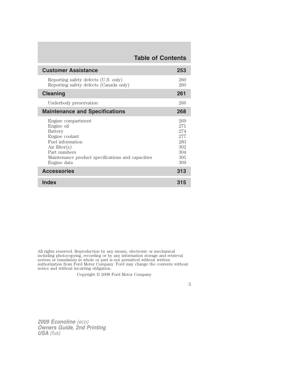 FORD 2009 E-450 v.2 User Manual | Page 3 / 320