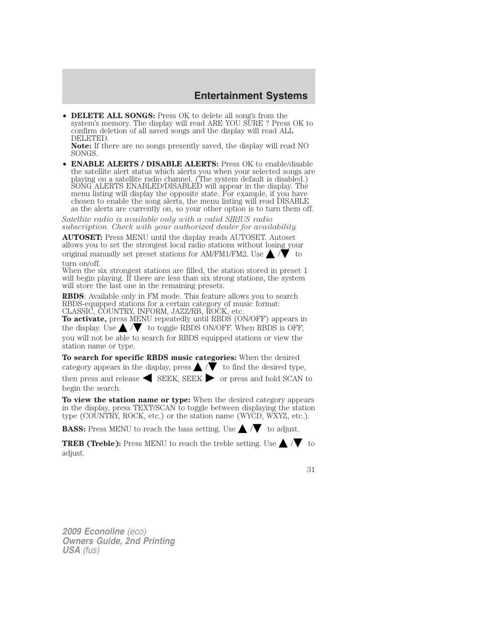 Entertainment systems | FORD 2009 E-450 v.2 User Manual | Page 31 / 320