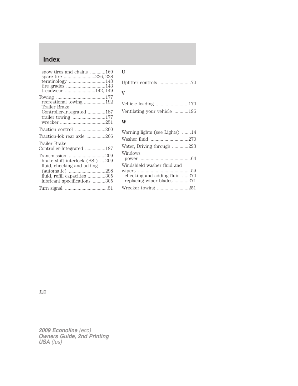 Index | FORD 2009 E-450 v.2 User Manual | Page 320 / 320