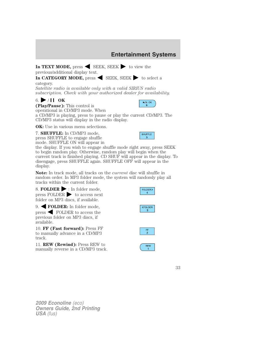Entertainment systems | FORD 2009 E-450 v.2 User Manual | Page 33 / 320