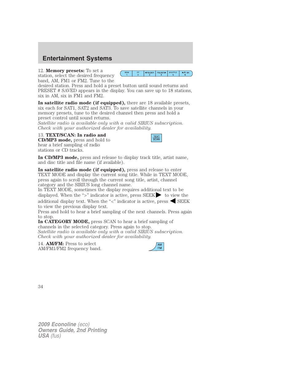 Entertainment systems | FORD 2009 E-450 v.2 User Manual | Page 34 / 320