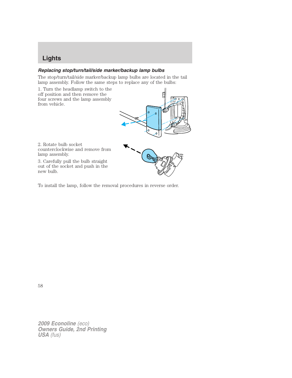Lights | FORD 2009 E-450 v.2 User Manual | Page 58 / 320