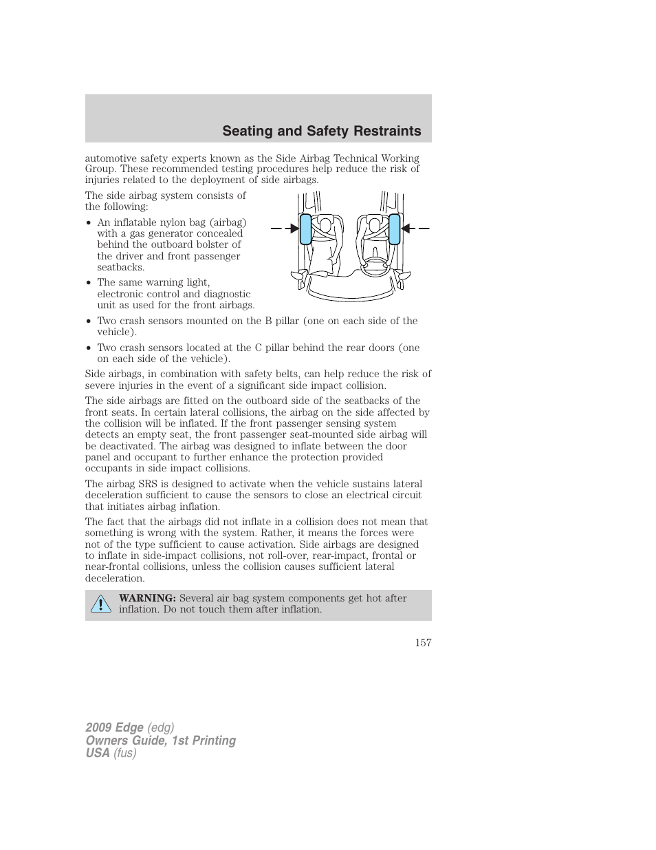 Seating and safety restraints | FORD 2009 Edge v.1 User Manual | Page 157 / 320
