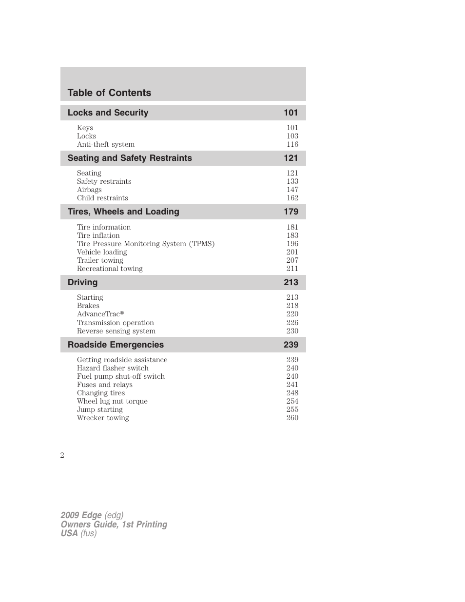 FORD 2009 Edge v.1 User Manual | Page 2 / 320