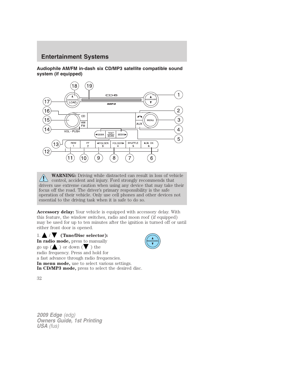 Am/fm stereo with in-dash six cd, Entertainment systems | FORD 2009 Edge v.1 User Manual | Page 32 / 320