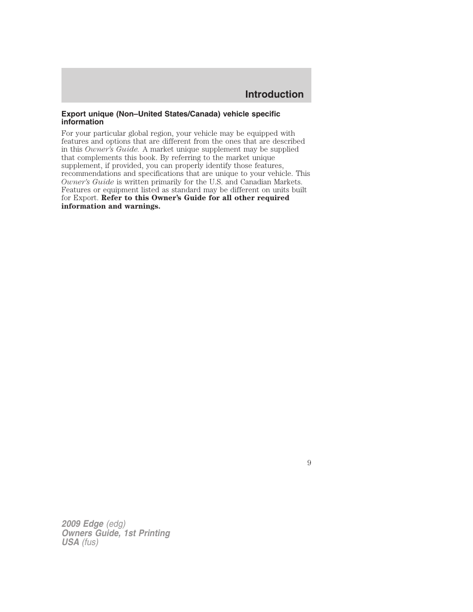 FORD 2009 Edge v.1 User Manual | Page 9 / 320