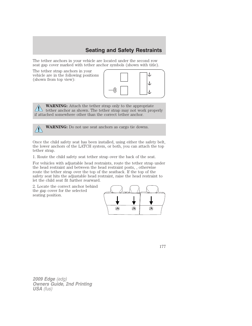 Seating and safety restraints | FORD 2009 Edge v.2 User Manual | Page 177 / 326