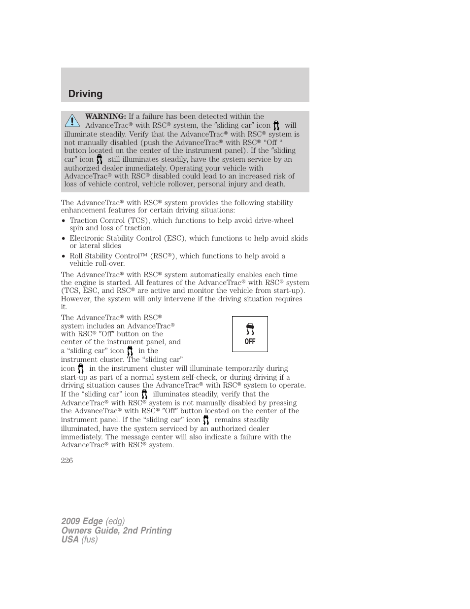 Driving | FORD 2009 Edge v.2 User Manual | Page 226 / 326