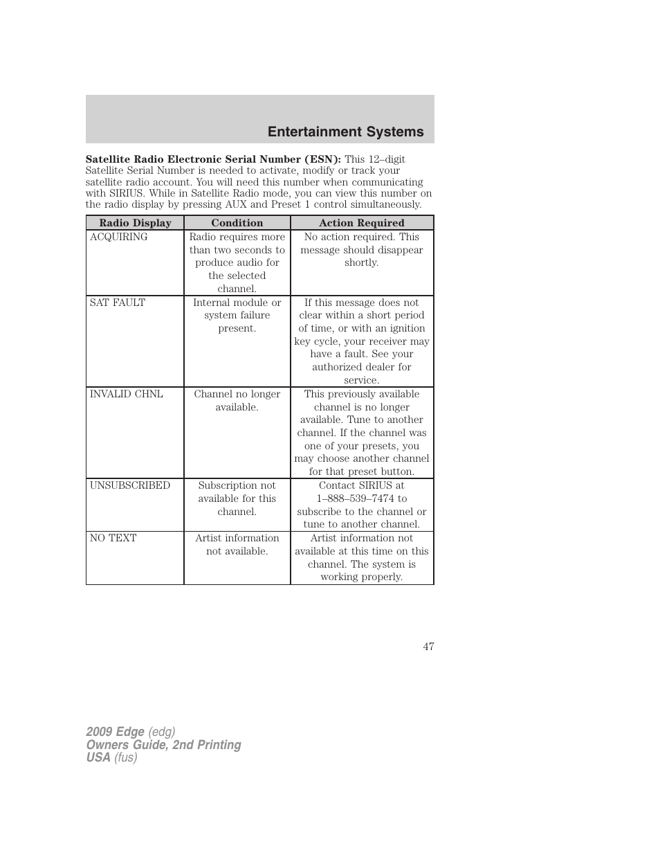 Entertainment systems | FORD 2009 Edge v.2 User Manual | Page 47 / 326