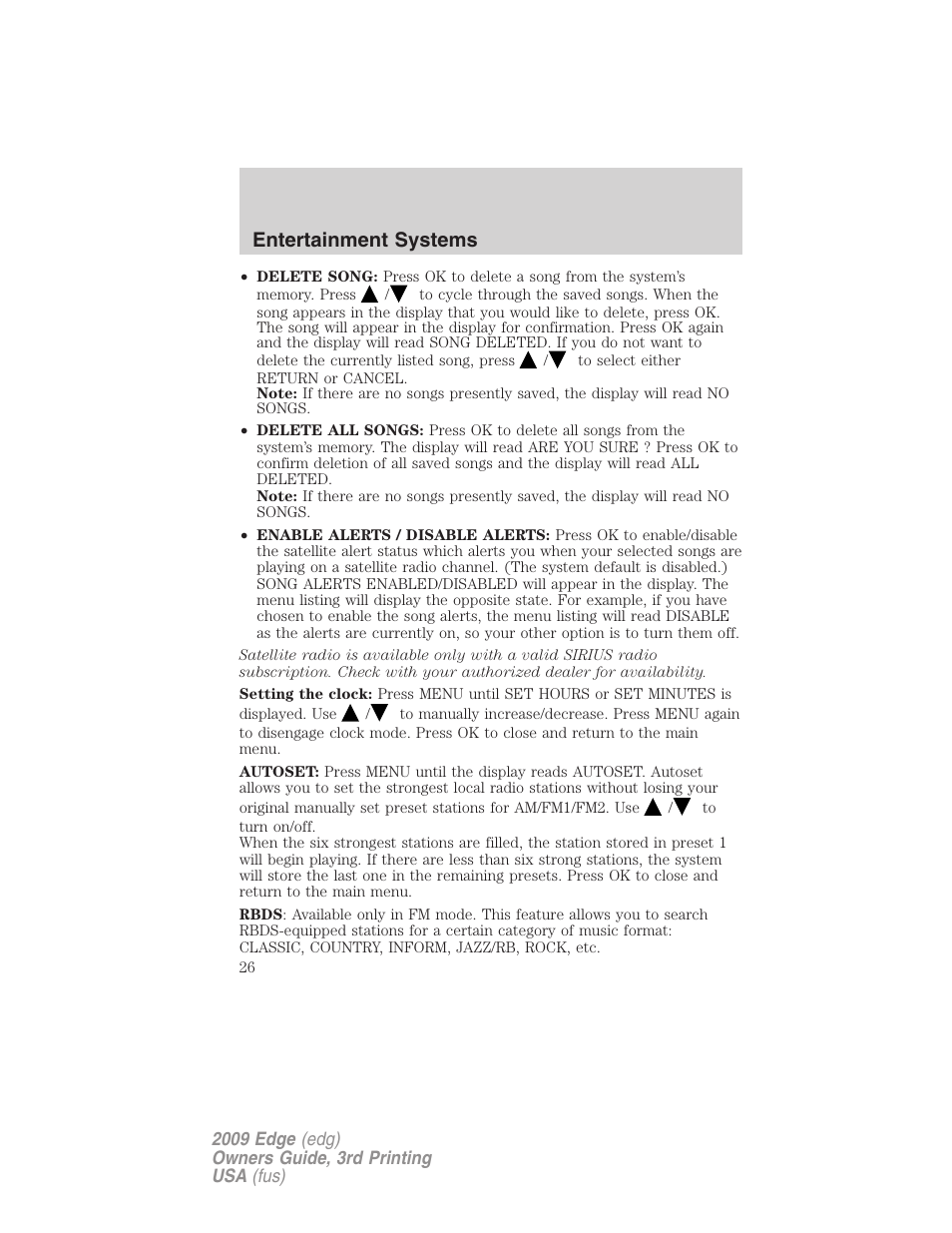 Entertainment systems | FORD 2009 Edge v.3 User Manual | Page 26 / 324