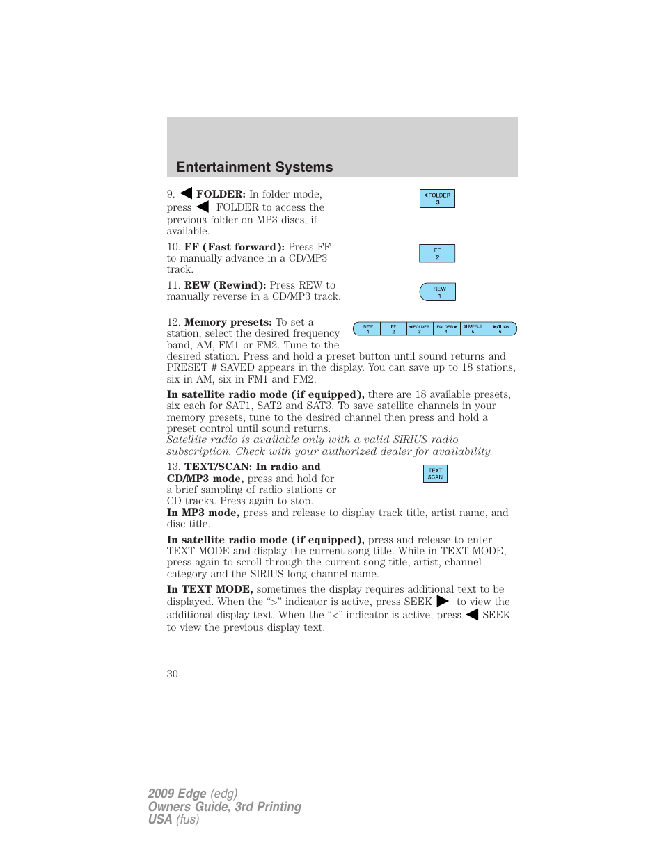 Entertainment systems | FORD 2009 Edge v.3 User Manual | Page 30 / 324