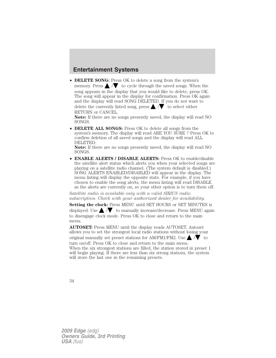 Entertainment systems | FORD 2009 Edge v.3 User Manual | Page 34 / 324