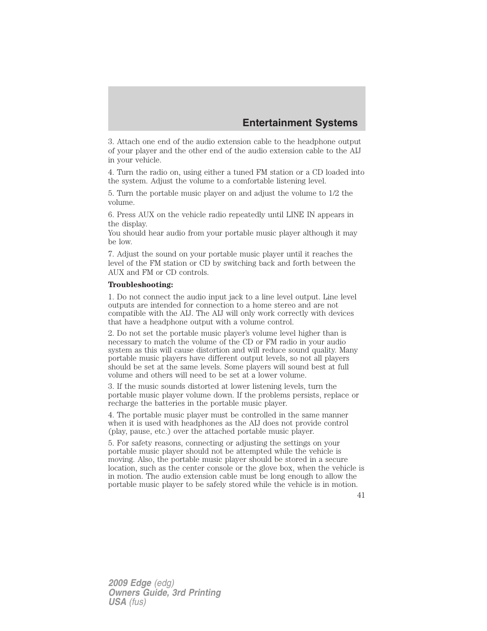 Entertainment systems | FORD 2009 Edge v.3 User Manual | Page 41 / 324