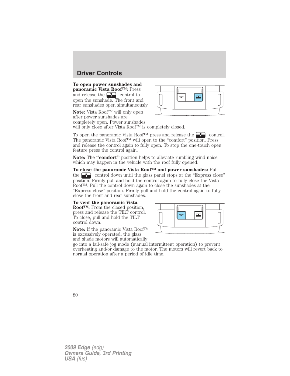 Driver controls | FORD 2009 Edge v.3 User Manual | Page 80 / 324