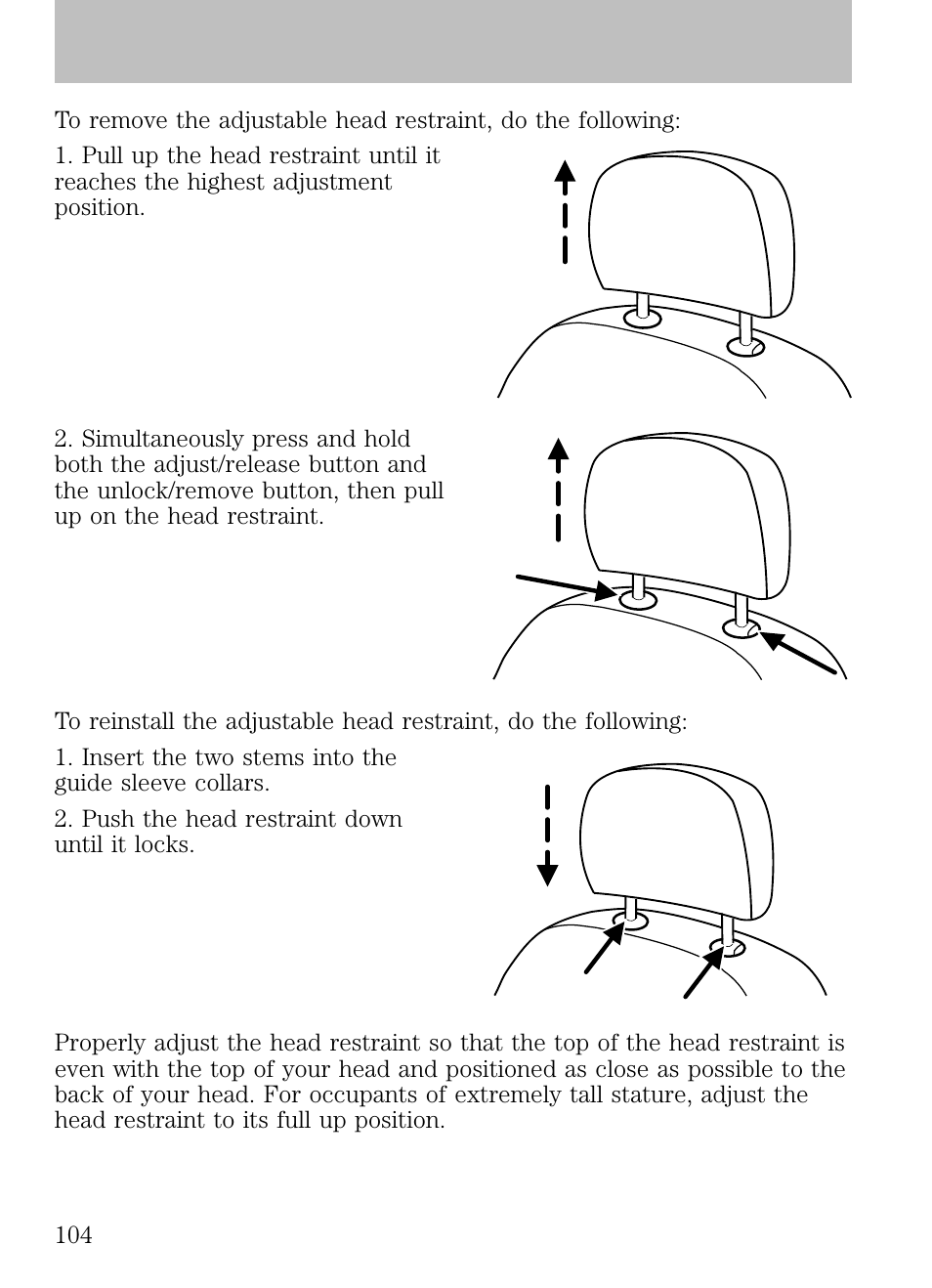 Seating and safety restraints | FORD 2009 Escape v.1 User Manual | Page 104 / 318