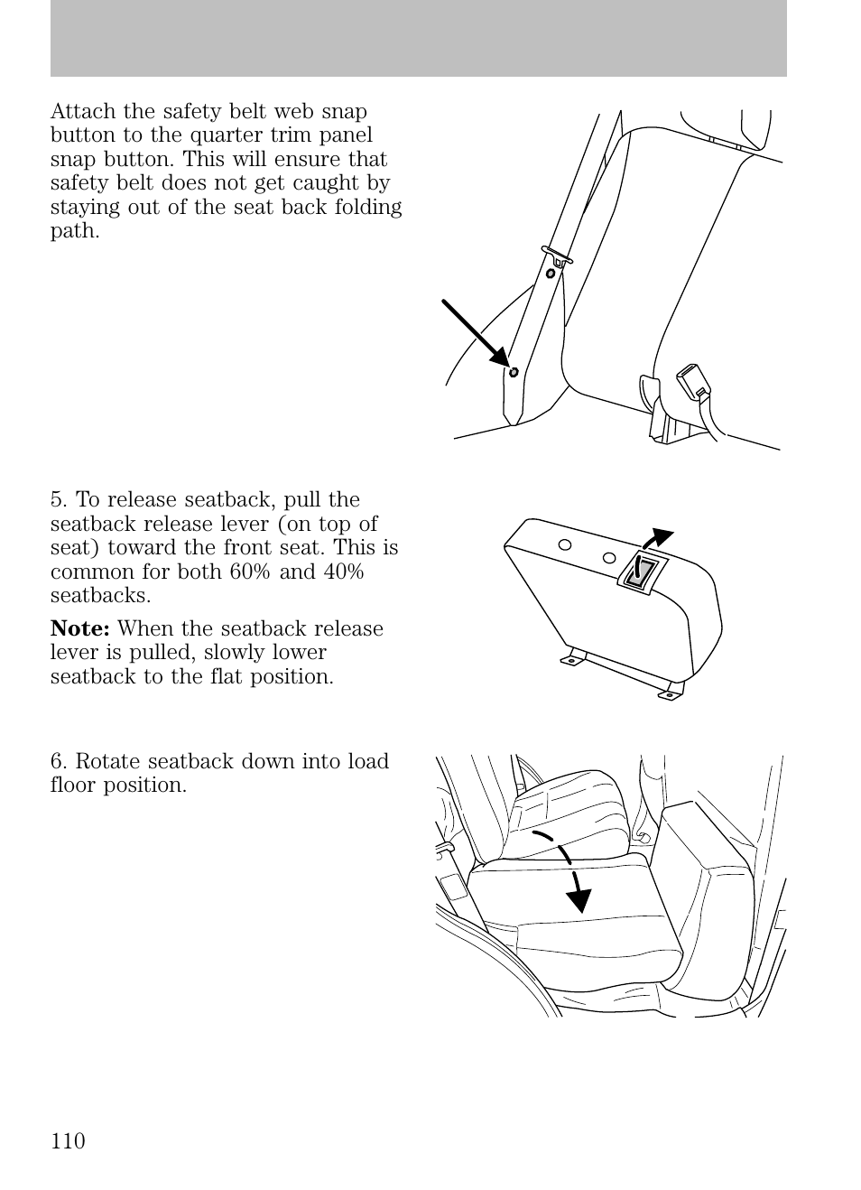 Seating and safety restraints | FORD 2009 Escape v.1 User Manual | Page 110 / 318
