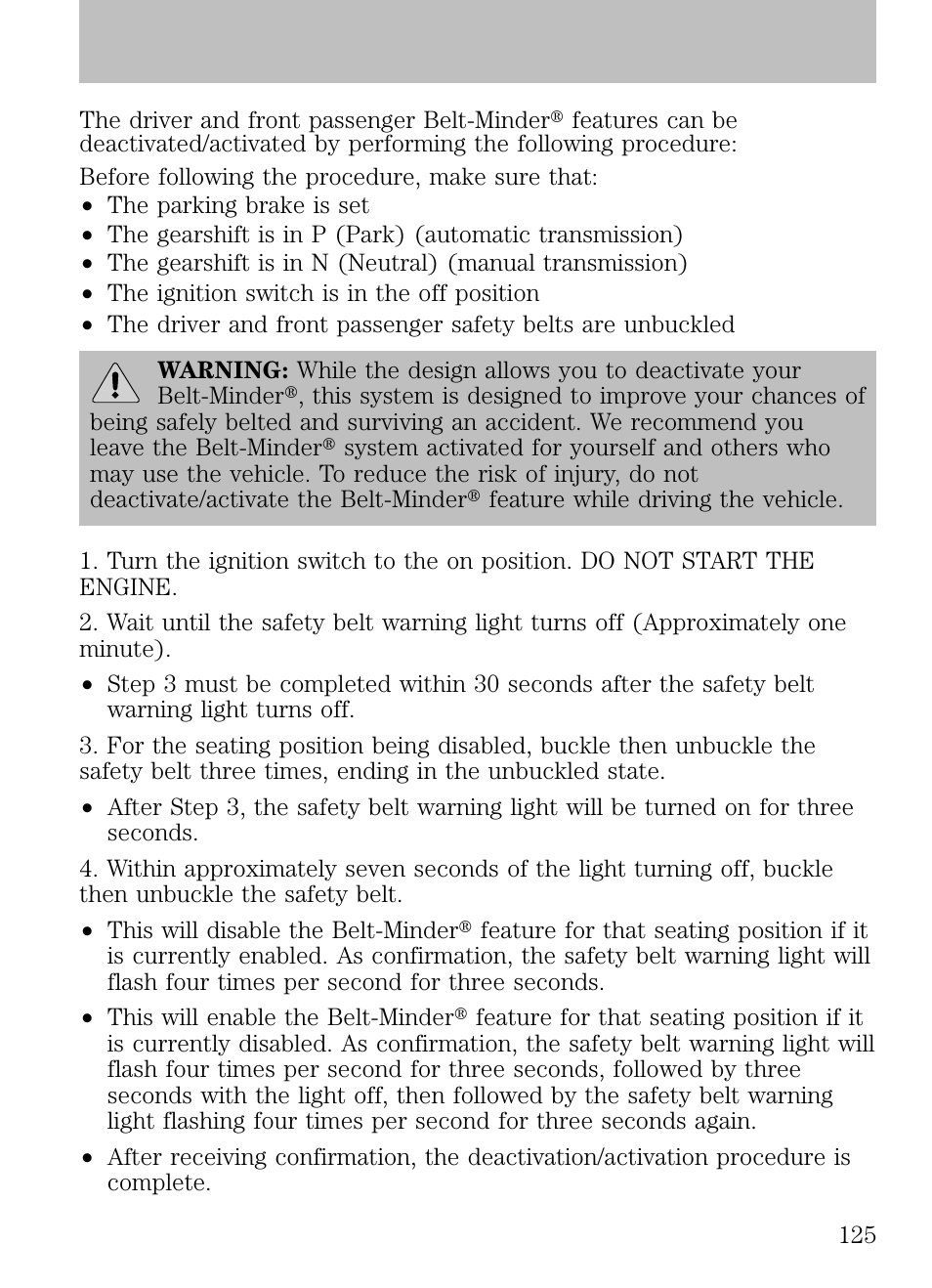 Seating and safety restraints | FORD 2009 Escape v.1 User Manual | Page 125 / 318