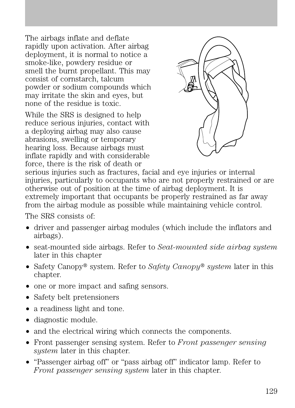 Seating and safety restraints | FORD 2009 Escape v.1 User Manual | Page 129 / 318