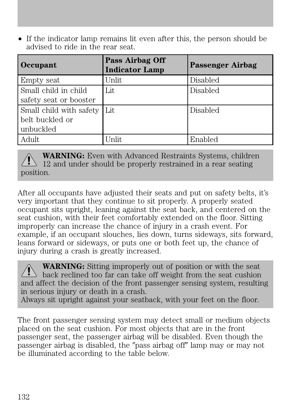 Seating and safety restraints | FORD 2009 Escape v.1 User Manual | Page 132 / 318