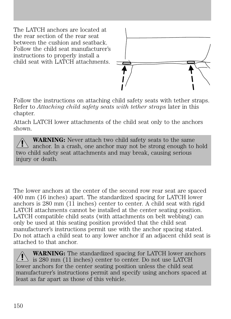 Seating and safety restraints | FORD 2009 Escape v.1 User Manual | Page 150 / 318