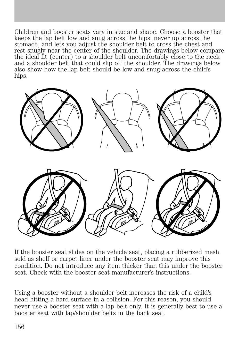 The importance of shoulder belts, Seating and safety restraints | FORD 2009 Escape v.1 User Manual | Page 156 / 318