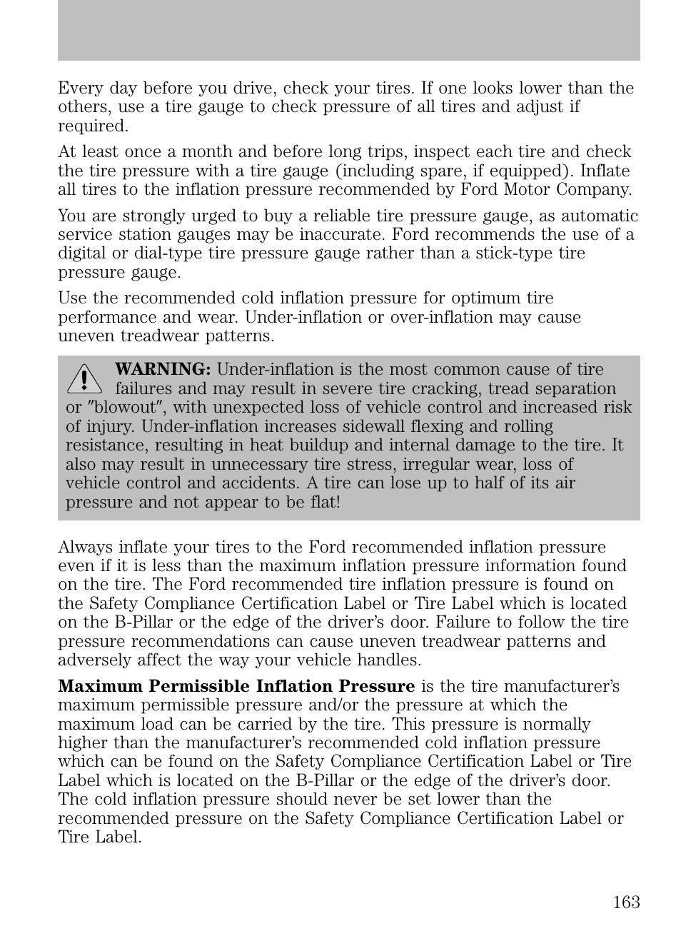 Tires, wheels and loading | FORD 2009 Escape v.1 User Manual | Page 163 / 318