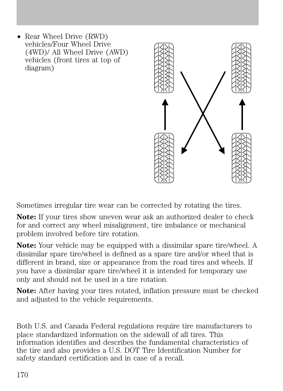 Information contained on the tire sidewall, Tires, wheels and loading | FORD 2009 Escape v.1 User Manual | Page 170 / 318