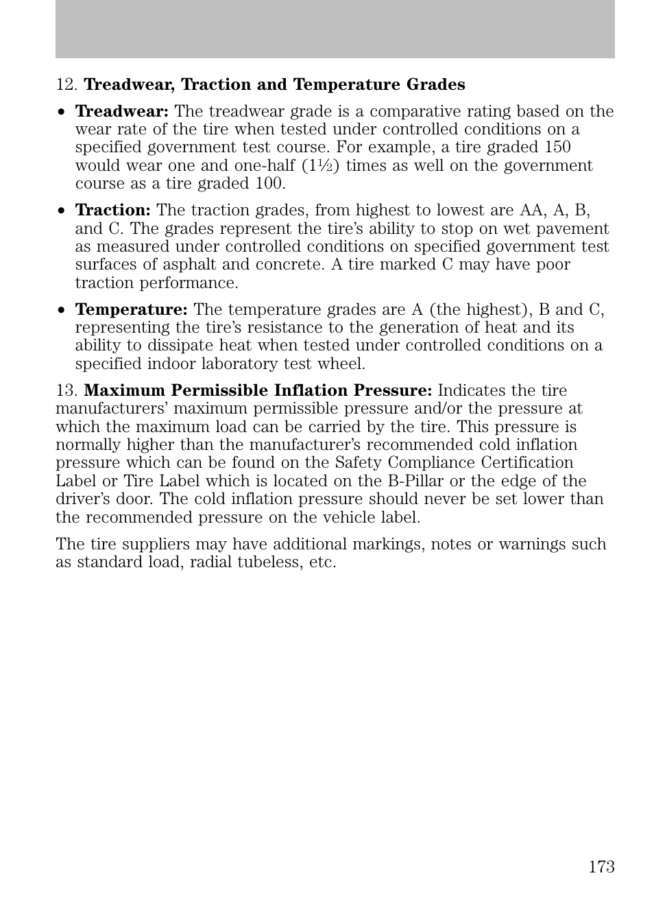 Tires, wheels and loading | FORD 2009 Escape v.1 User Manual | Page 173 / 318