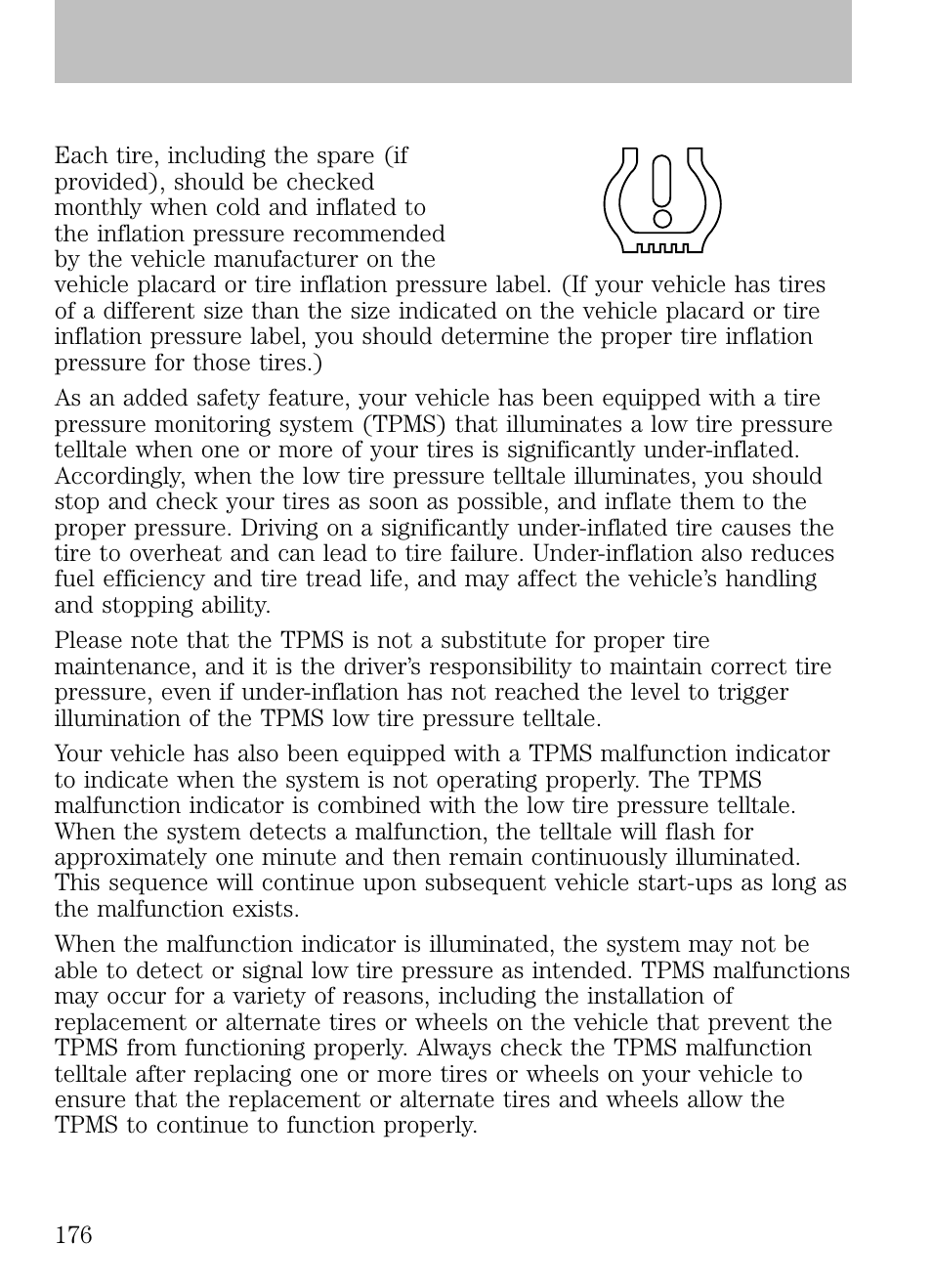 Tire pressure monitoring system (tpms), Tires, wheels and loading | FORD 2009 Escape v.1 User Manual | Page 176 / 318