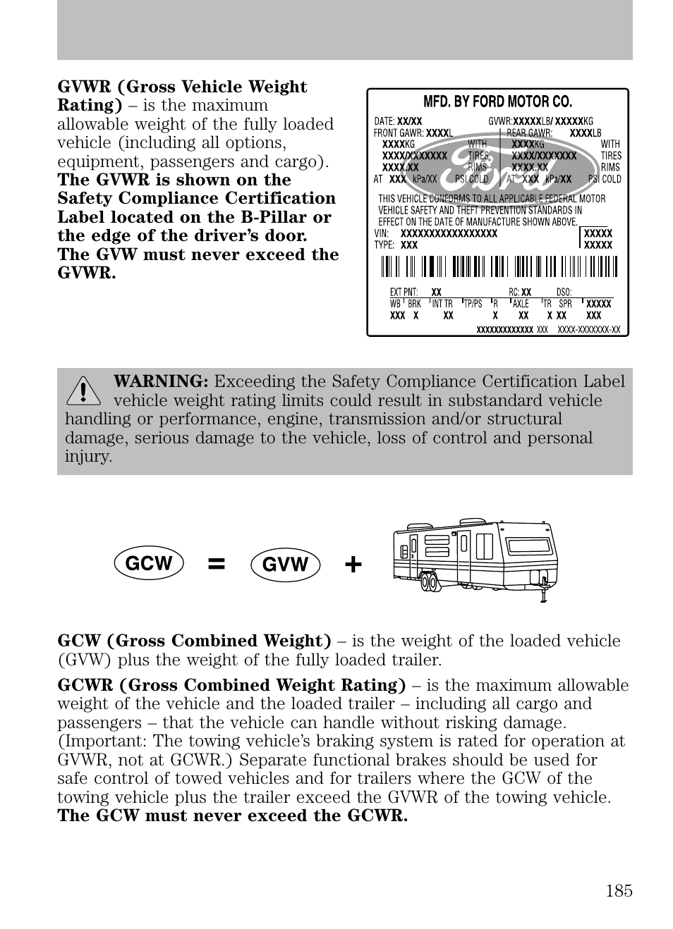 Tires, wheels and loading | FORD 2009 Escape v.1 User Manual | Page 185 / 318