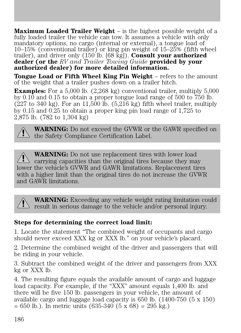 Tires, wheels and loading | FORD 2009 Escape v.1 User Manual | Page 186 / 318