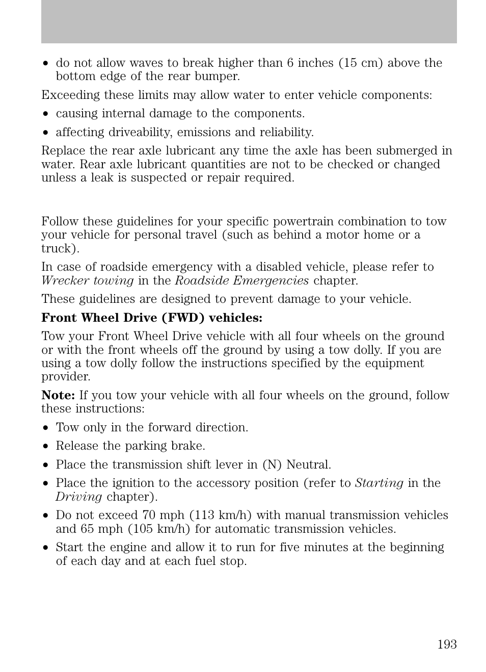 Recreational towing, Tires, wheels and loading | FORD 2009 Escape v.1 User Manual | Page 193 / 318