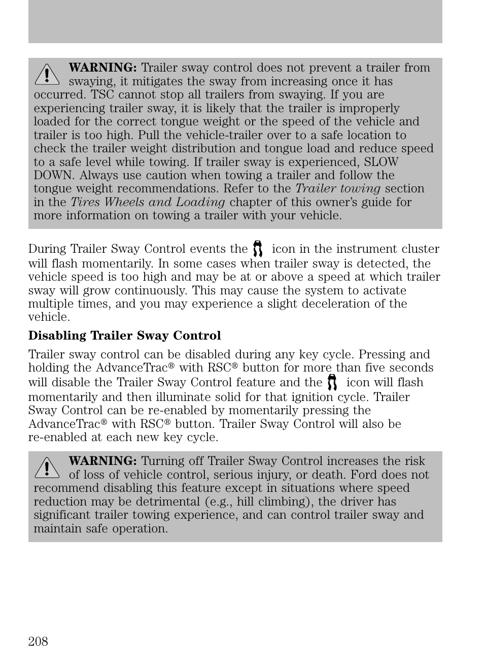 Driving | FORD 2009 Escape v.1 User Manual | Page 208 / 318