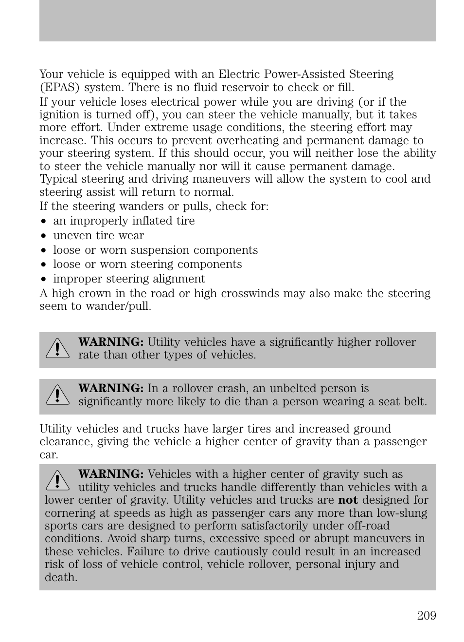 Steering, Preparing to drive, Driving | FORD 2009 Escape v.1 User Manual | Page 209 / 318