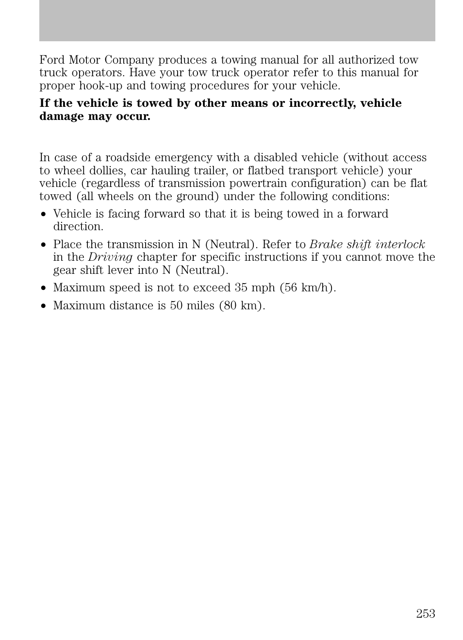 Emergency towing, Roadside emergencies | FORD 2009 Escape v.1 User Manual | Page 253 / 318
