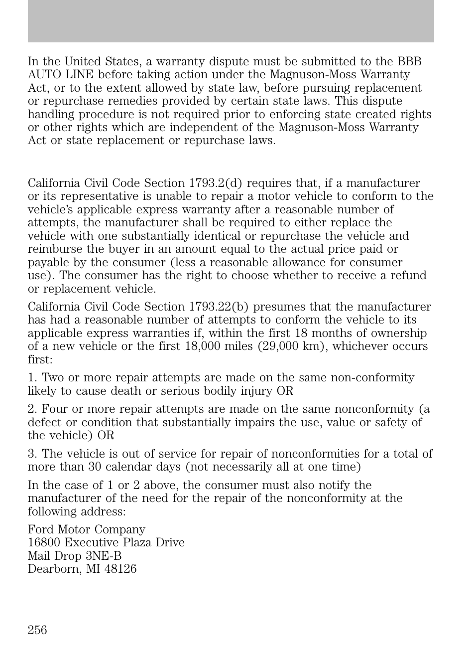 In california (u.s. only), Customer assistance | FORD 2009 Escape v.1 User Manual | Page 256 / 318
