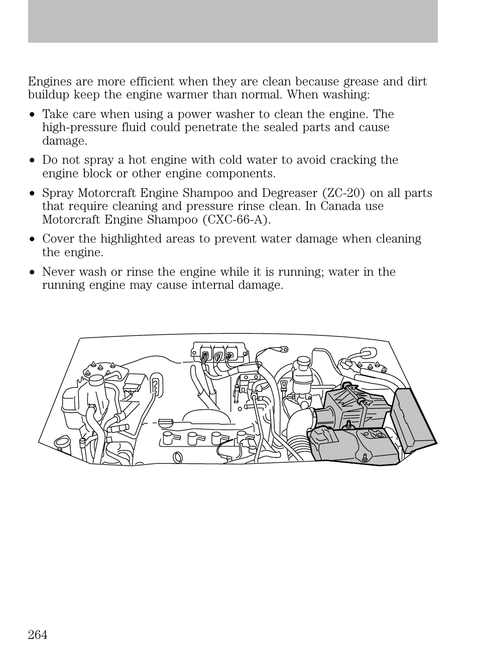 Engine, 5l i4, Cleaning | FORD 2009 Escape v.1 User Manual | Page 264 / 318